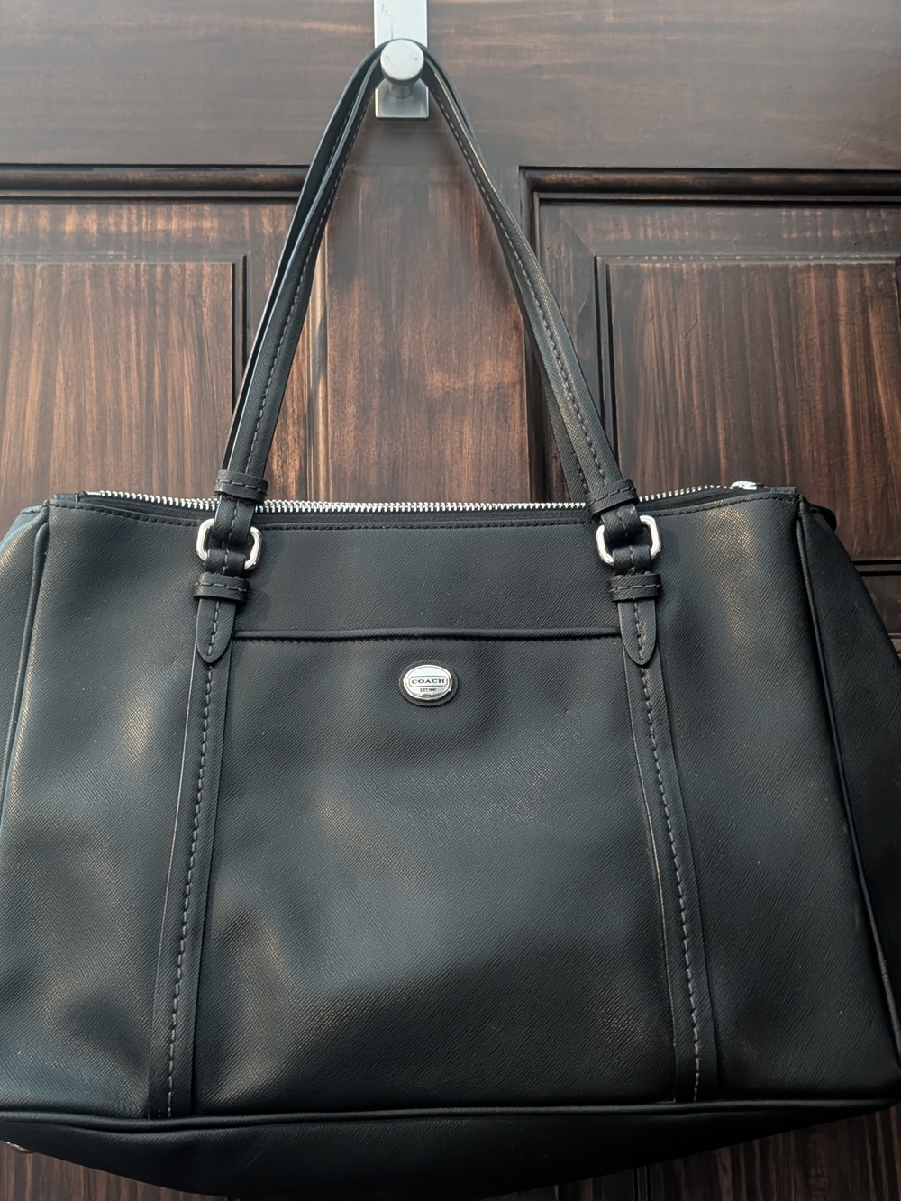 Coach Peyton Black Leather Tote Handbag